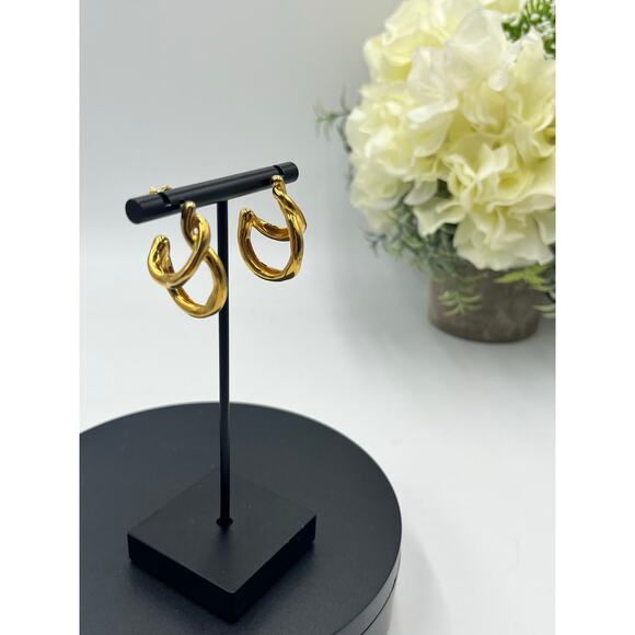 Missoma 18k Recycled Gold Plated Double Molten Abstract Sculptural Twist Earring - Picture 2 of 11